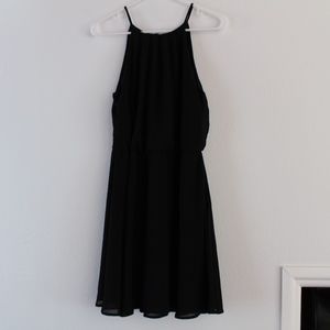 High Neck Chiffon Skater Dress